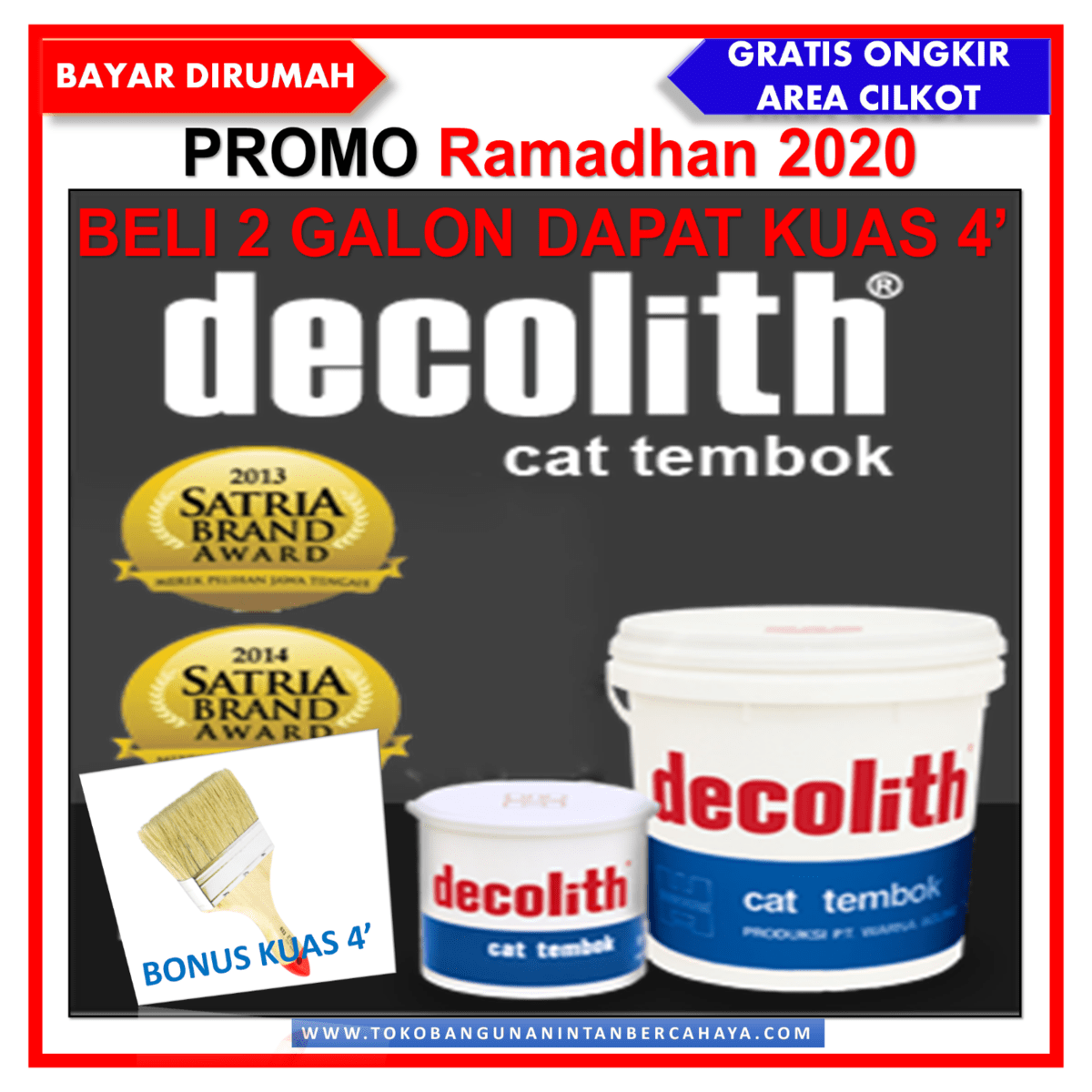 PROMO DECOLITH 2 GALON KEMASAN 5KG GRATIS 1 KUAS  4 